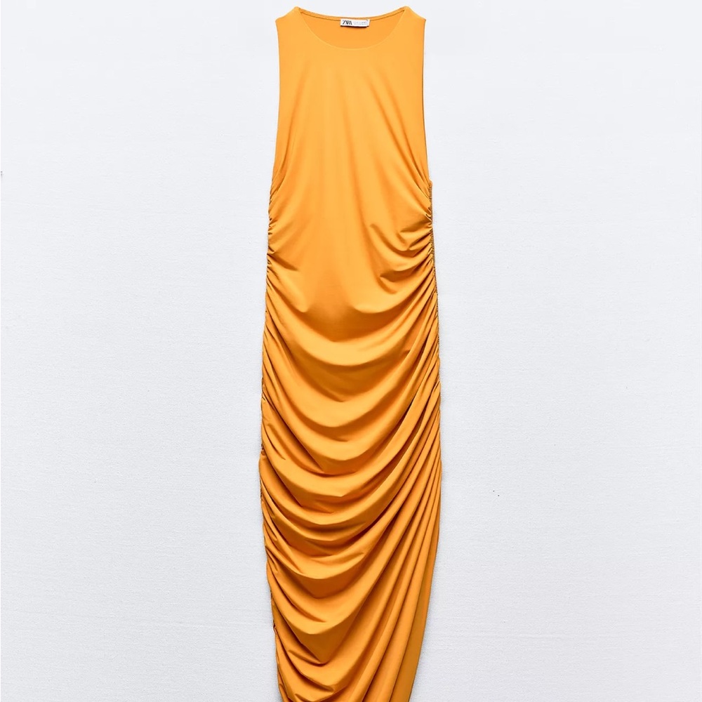 Zara Elegant Orange Sleeveless Dress